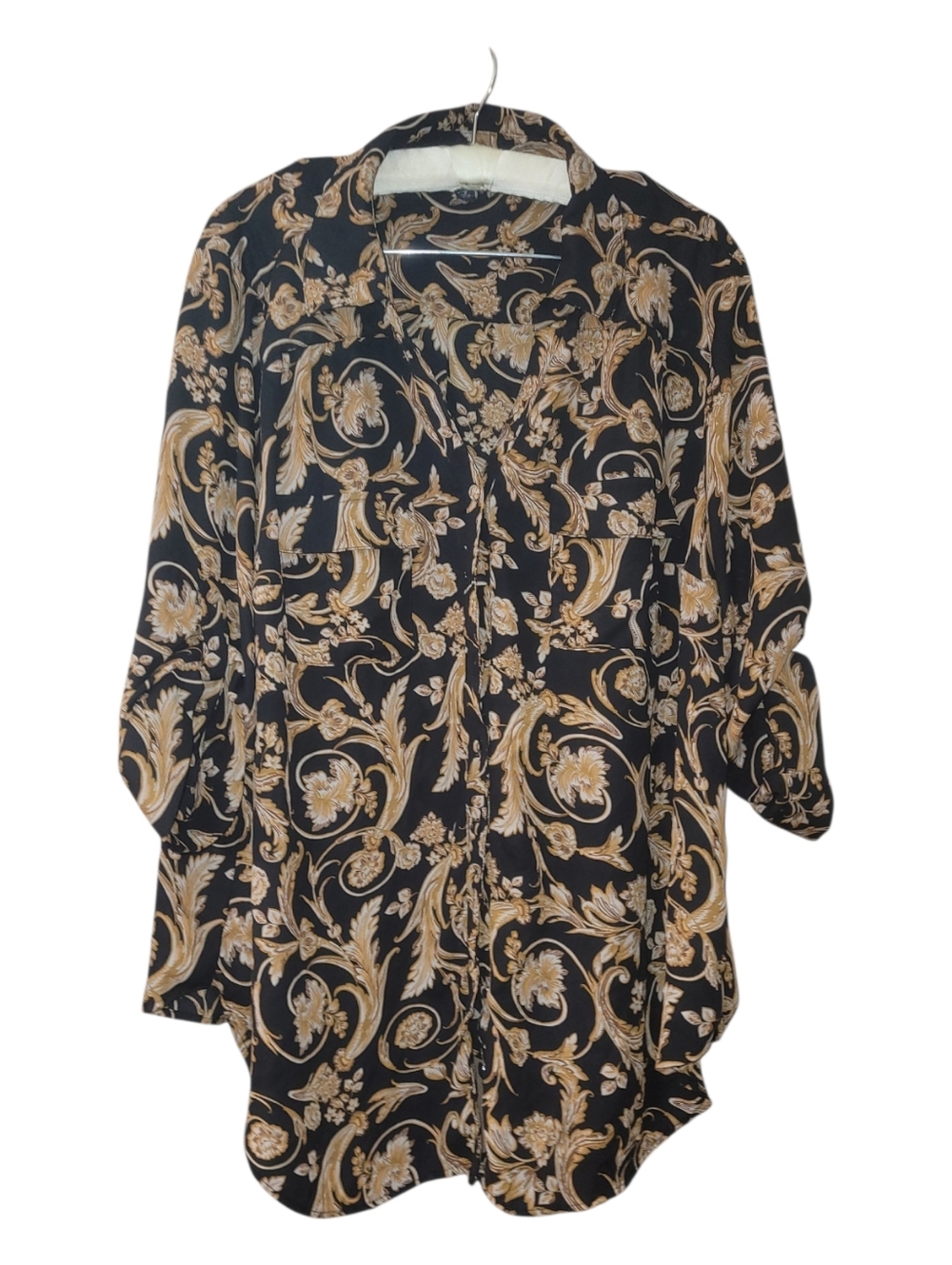 Torrid 2 Black & Gold Madison Georgette Blouse 2X